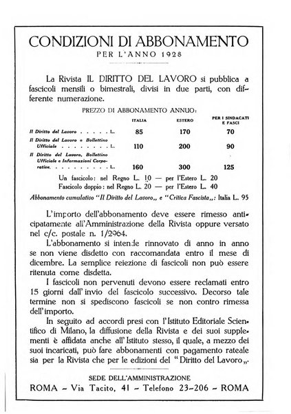 Il diritto del lavoro ufficiale del Ministero delle corporazioni per il bollettino