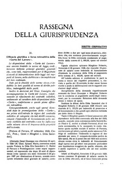 Il diritto del lavoro ufficiale del Ministero delle corporazioni per il bollettino