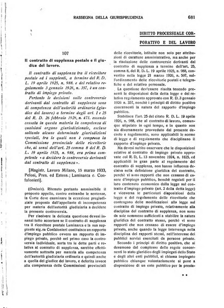 Il diritto del lavoro ufficiale del Ministero delle corporazioni per il bollettino