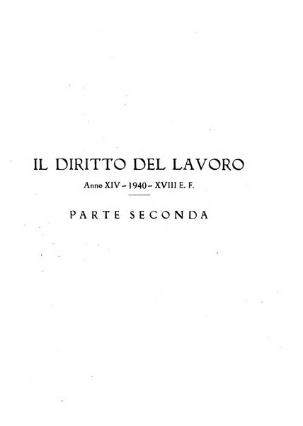 Il diritto del lavoro ufficiale del Ministero delle corporazioni per il bollettino