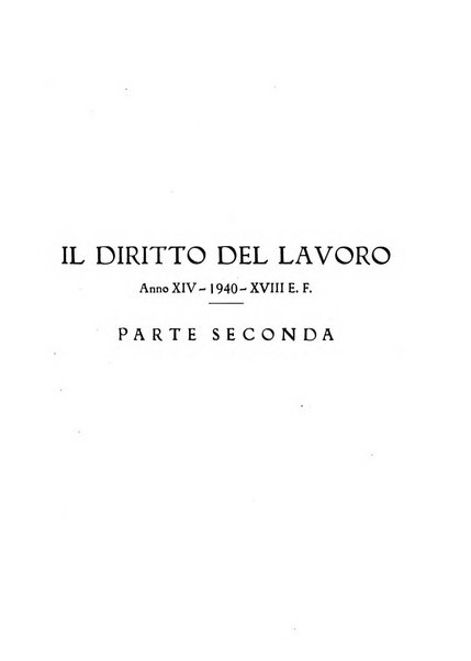 Il diritto del lavoro ufficiale del Ministero delle corporazioni per il bollettino