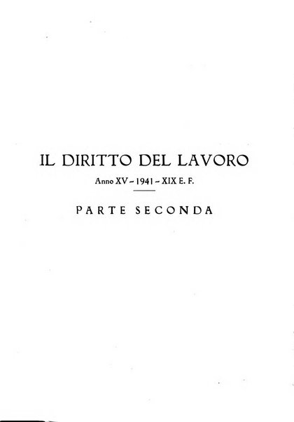 Il diritto del lavoro ufficiale del Ministero delle corporazioni per il bollettino