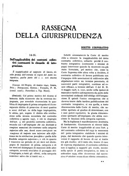 Il diritto del lavoro ufficiale del Ministero delle corporazioni per il bollettino