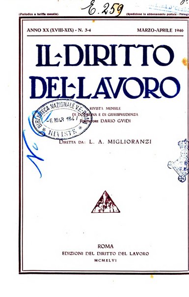 Il diritto del lavoro ufficiale del Ministero delle corporazioni per il bollettino