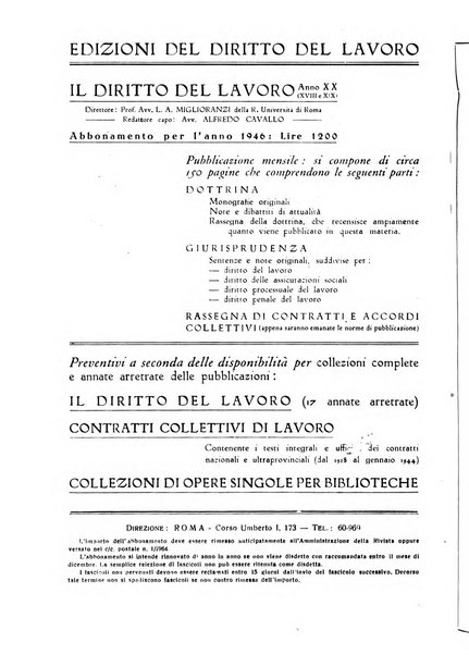 Il diritto del lavoro ufficiale del Ministero delle corporazioni per il bollettino