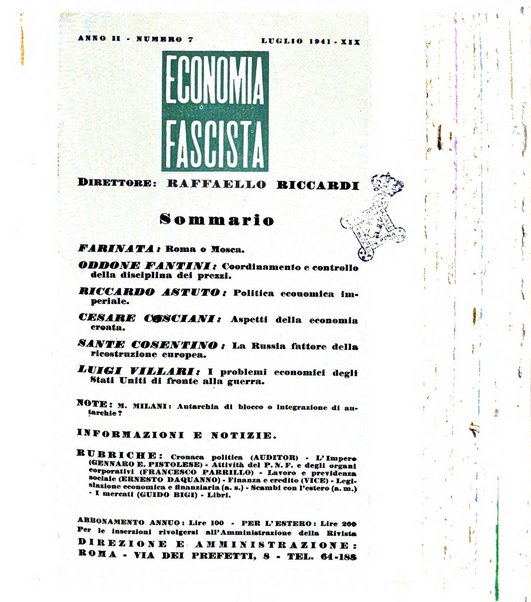 Economia fascista rassegna mensile