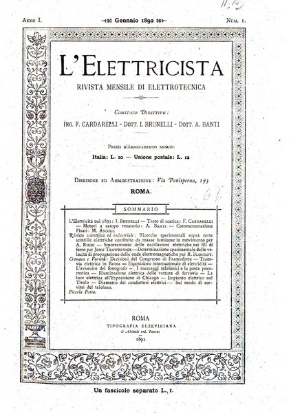 L'elettricista rivista mensile di elettrotecnica