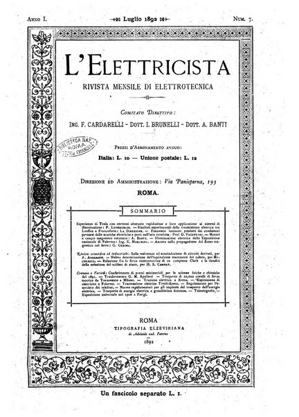 L'elettricista rivista mensile di elettrotecnica