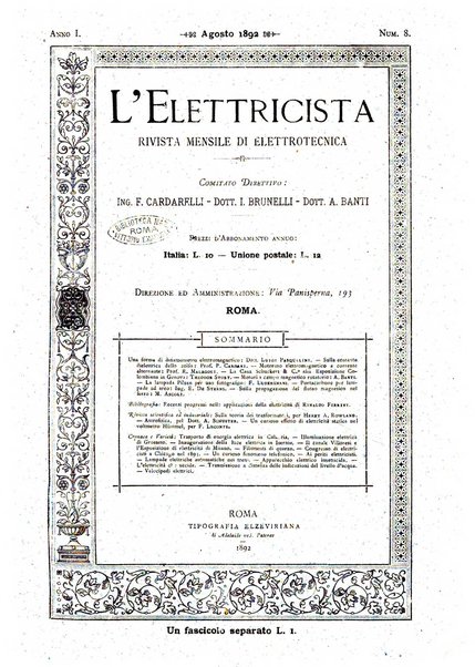 L'elettricista rivista mensile di elettrotecnica