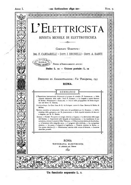 L'elettricista rivista mensile di elettrotecnica