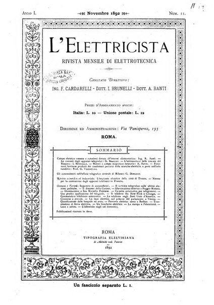 L'elettricista rivista mensile di elettrotecnica