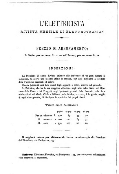 L'elettricista rivista mensile di elettrotecnica