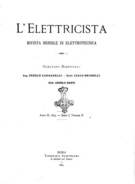 L'elettricista rivista mensile di elettrotecnica