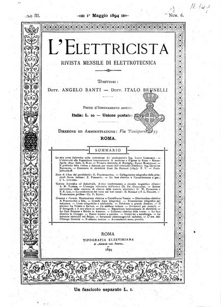 L'elettricista rivista mensile di elettrotecnica