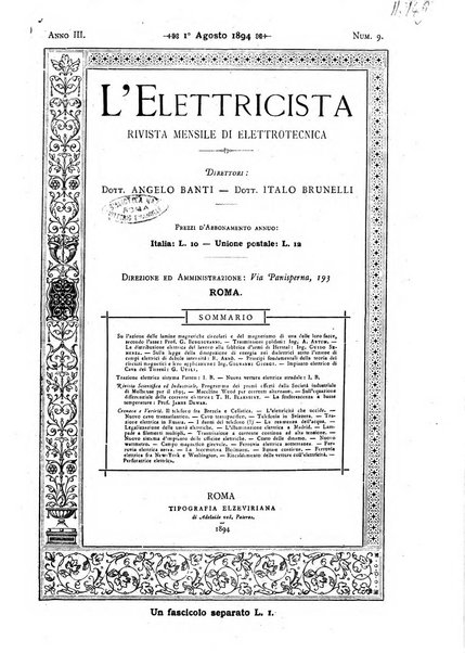 L'elettricista rivista mensile di elettrotecnica