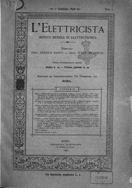 L'elettricista rivista mensile di elettrotecnica