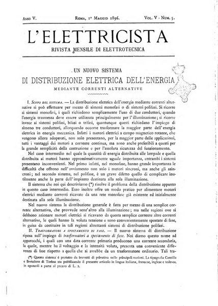 L'elettricista rivista mensile di elettrotecnica