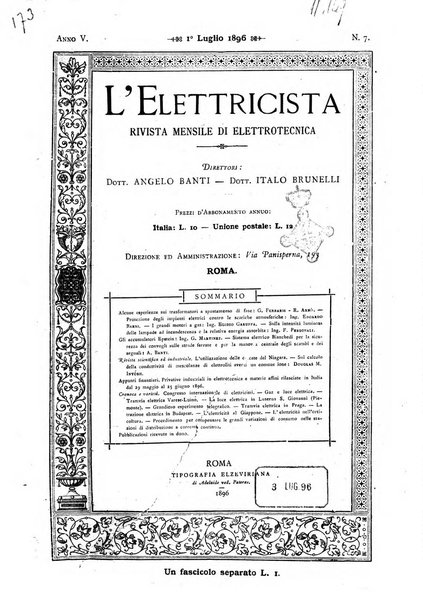 L'elettricista rivista mensile di elettrotecnica