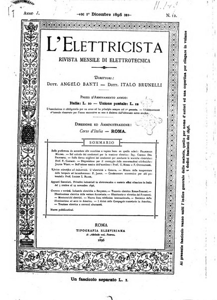 L'elettricista rivista mensile di elettrotecnica