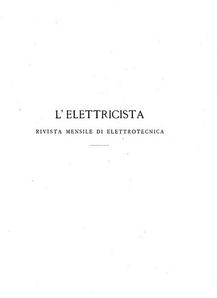 L'elettricista rivista mensile di elettrotecnica