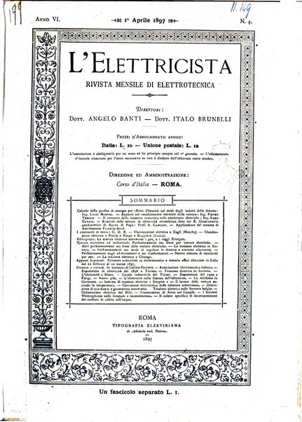 L'elettricista rivista mensile di elettrotecnica