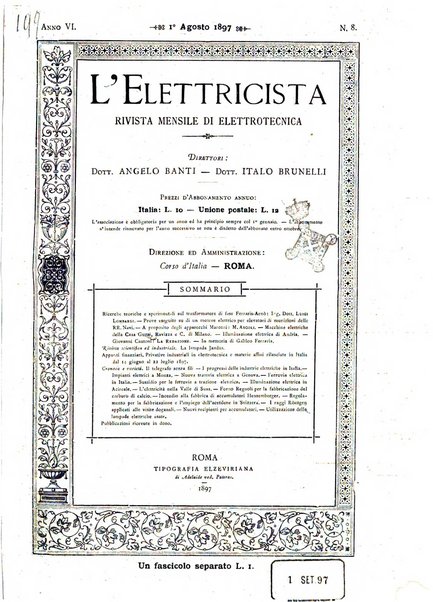 L'elettricista rivista mensile di elettrotecnica