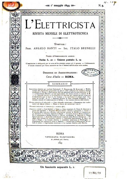 L'elettricista rivista mensile di elettrotecnica