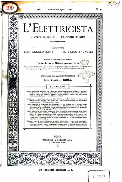 L'elettricista rivista mensile di elettrotecnica