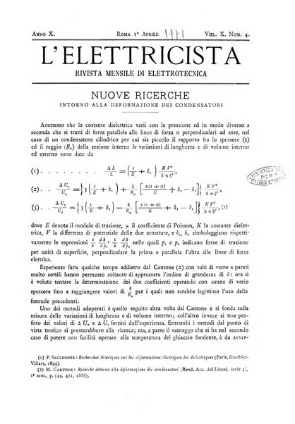 L'elettricista rivista mensile di elettrotecnica