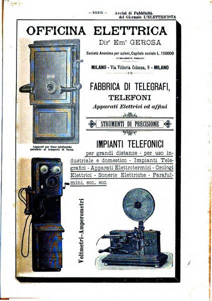 L'elettricista rivista mensile di elettrotecnica