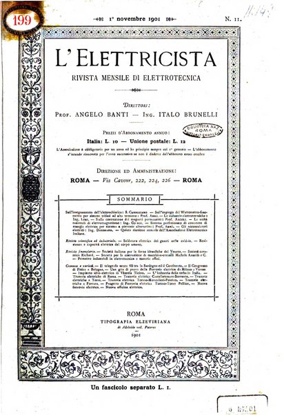 L'elettricista rivista mensile di elettrotecnica