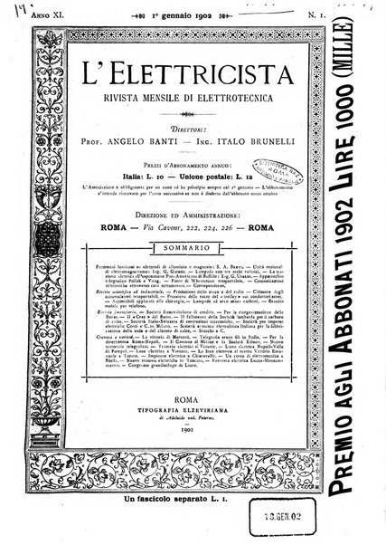 L'elettricista rivista mensile di elettrotecnica