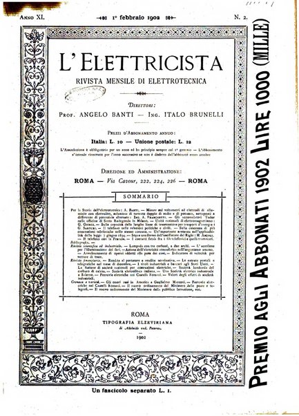 L'elettricista rivista mensile di elettrotecnica