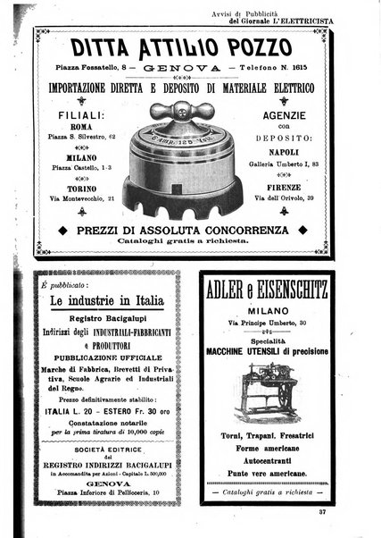 L'elettricista rivista mensile di elettrotecnica