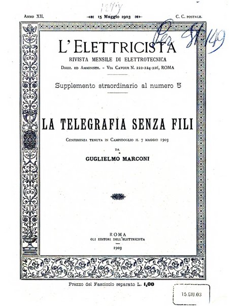 L'elettricista rivista mensile di elettrotecnica