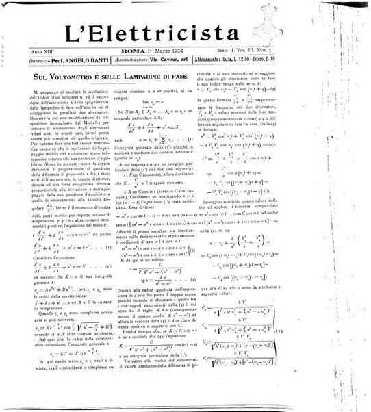 L'elettricista rivista mensile di elettrotecnica