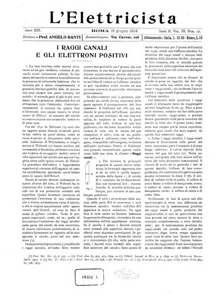 L'elettricista rivista mensile di elettrotecnica