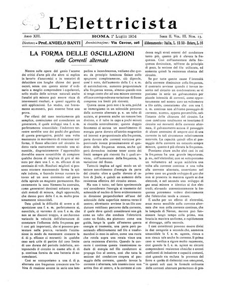 L'elettricista rivista mensile di elettrotecnica