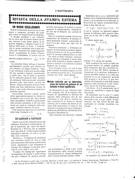 L'elettricista rivista mensile di elettrotecnica