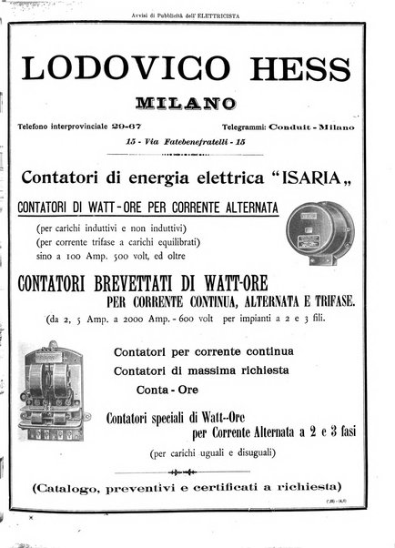 L'elettricista rivista mensile di elettrotecnica