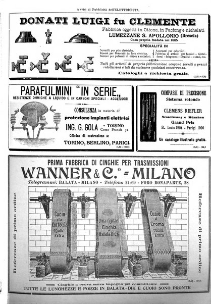 L'elettricista rivista mensile di elettrotecnica