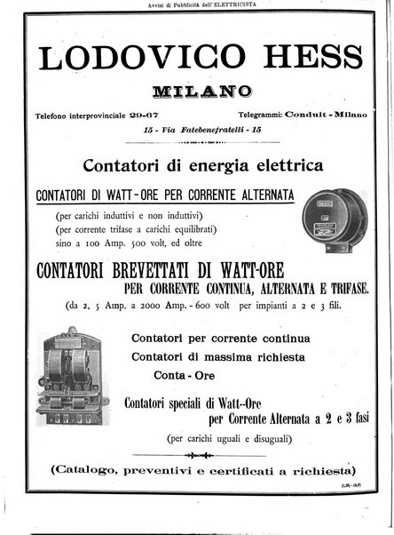 L'elettricista rivista mensile di elettrotecnica