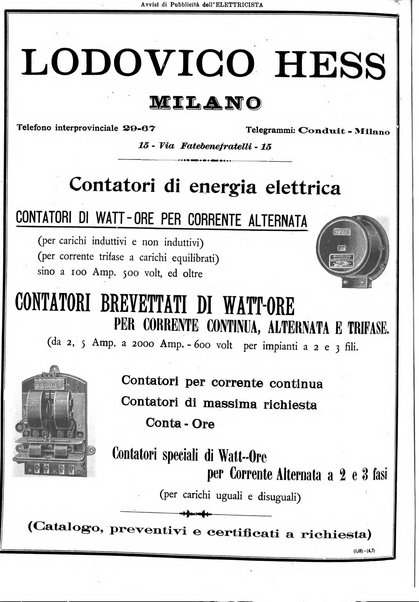 L'elettricista rivista mensile di elettrotecnica