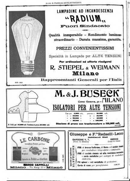 L'elettricista rivista mensile di elettrotecnica