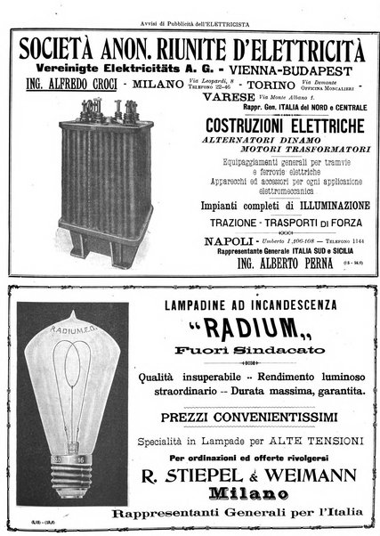 L'elettricista rivista mensile di elettrotecnica