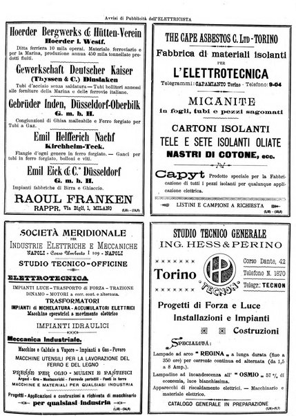 L'elettricista rivista mensile di elettrotecnica