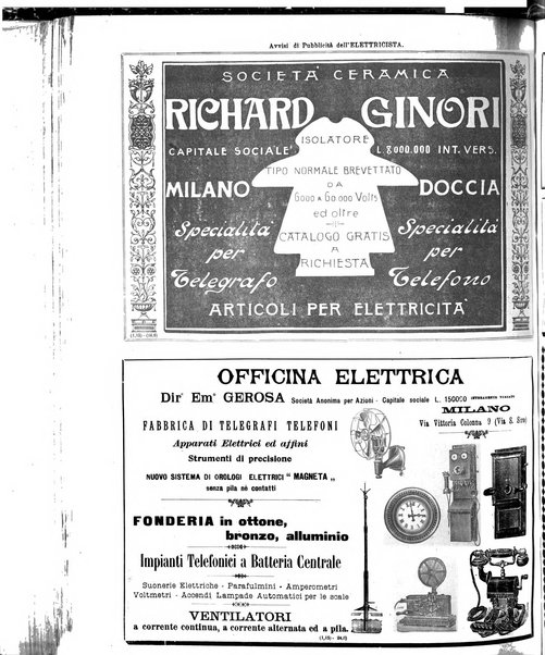 L'elettricista rivista mensile di elettrotecnica