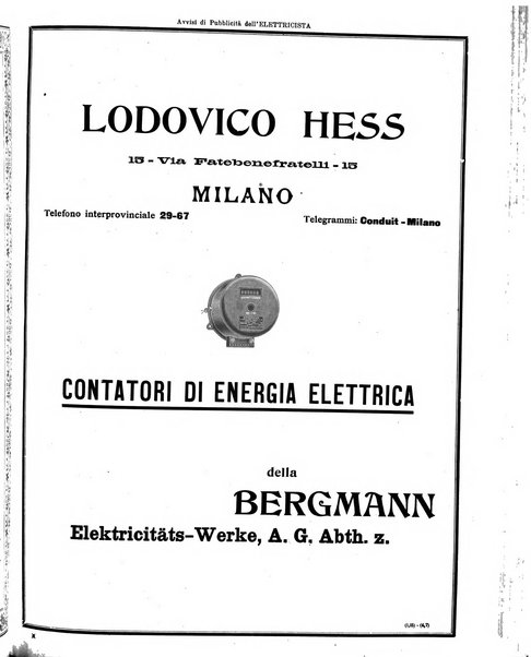 L'elettricista rivista mensile di elettrotecnica