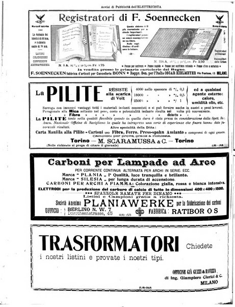 L'elettricista rivista mensile di elettrotecnica