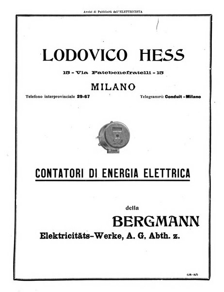 L'elettricista rivista mensile di elettrotecnica